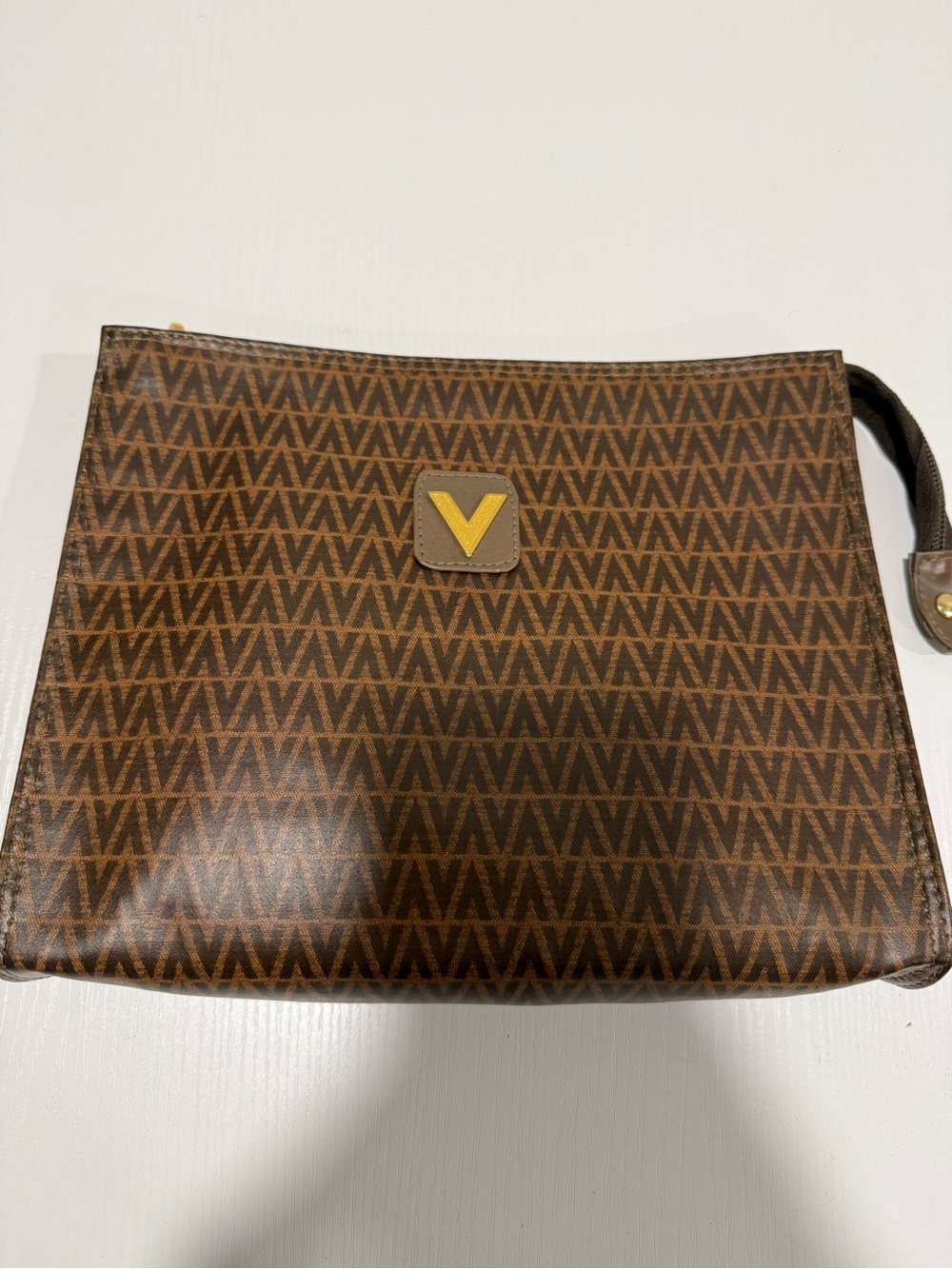 Mario Valentino Brown Patterned Clutch